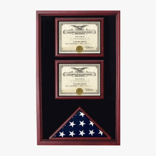 2 Certificates Flag Display case - fit 3" x 5" or fit 5" x 8" or fit 5" x 9.5" Casket Flag.