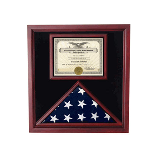 Flag and Document Display Case - Walnut Material.