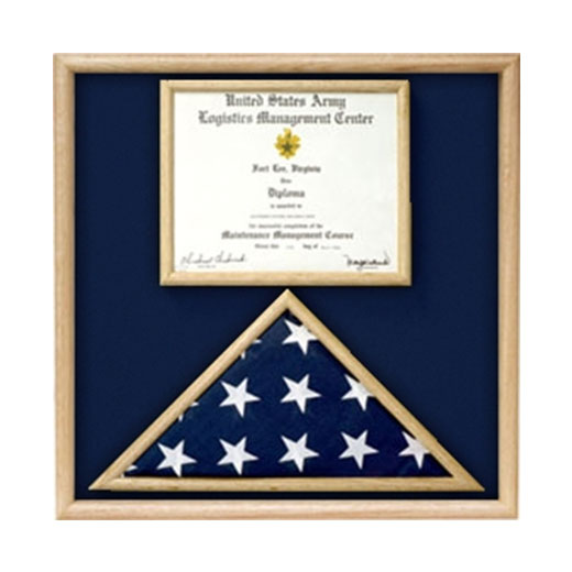 Air Force Flag and certificate Display case - Oak Material.