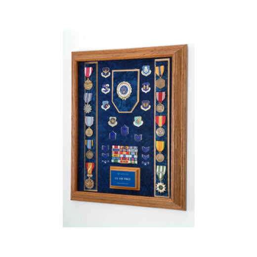 Flags Connections - Awards Display Case - Military Awards Display Case - Red, Blue, Green or Black Background Color.