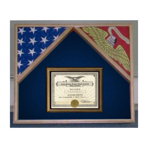 Military Flag Case For 2 Flags and Certificate Display Case - Cherry.