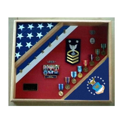 Air Force Retirement Gift, USAF Flag Shadow Box, USAF display - Flag size.