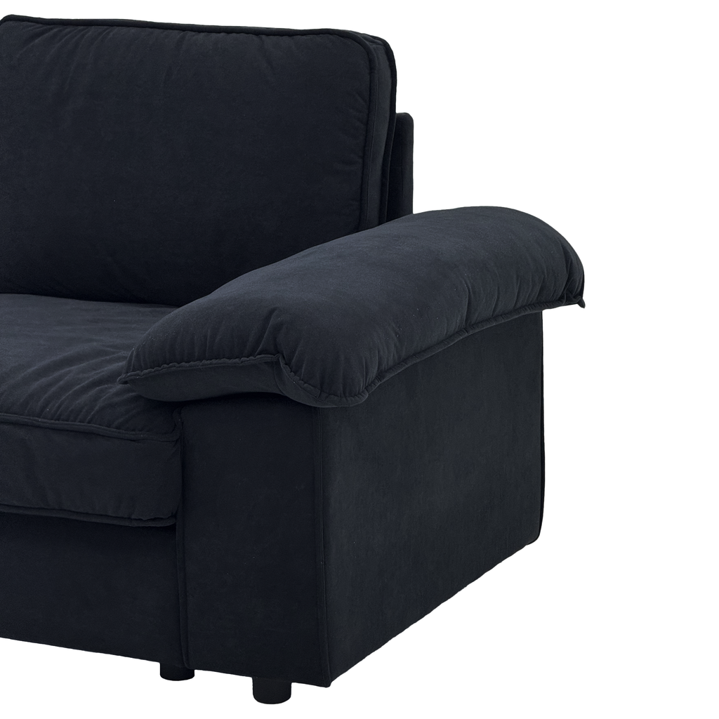 FX-P20M-3S0-BK (3S&Ottoman SOFA)105.5inch Upholstered L-Shaped Sectional Sofa with Storage , Modern Fabric Couch with Deep Cushions, Space-Saving Sofa for Apartment & Living Room