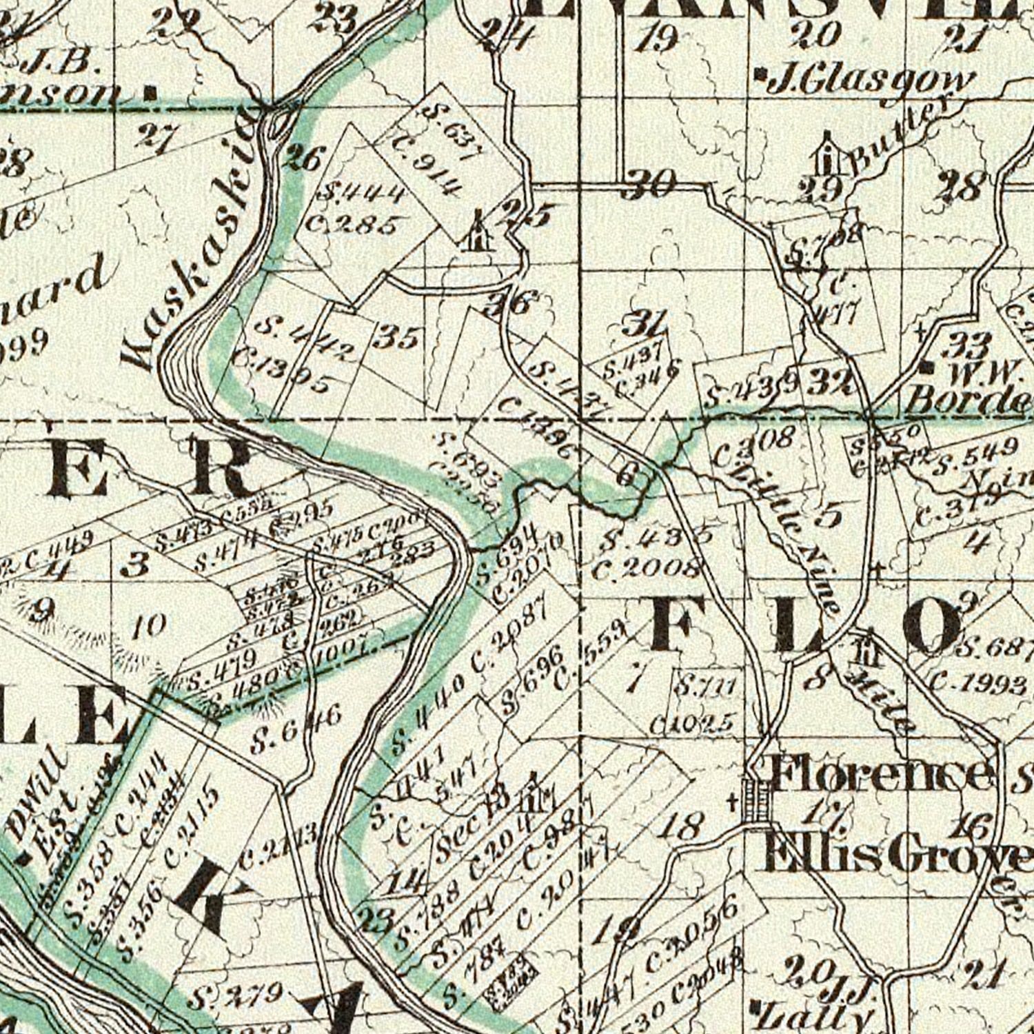 Vintage Map of Randolph County, Illinois 1876