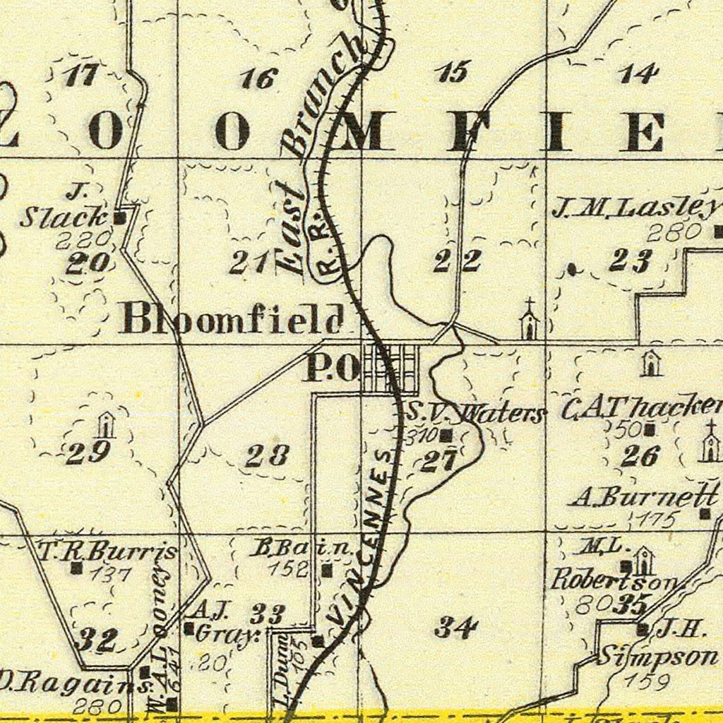 Vintage Map of Johnson County, Illinois 1876