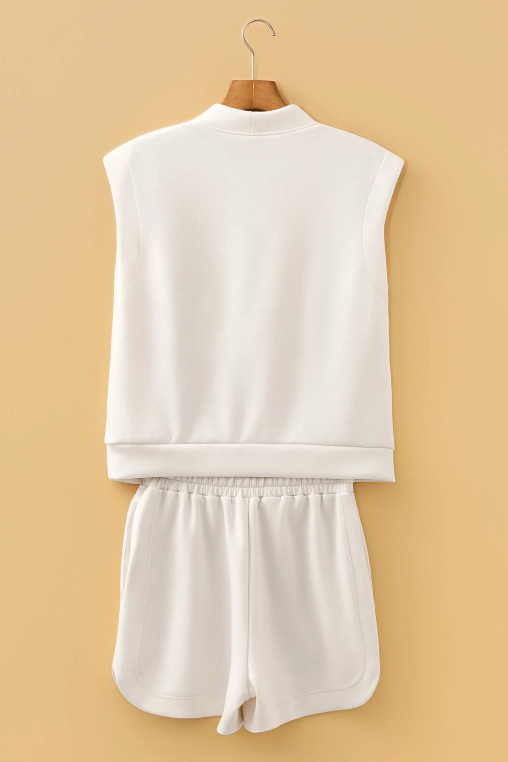 Solid Quarter Zip Sleeveless Top & Shorts Set