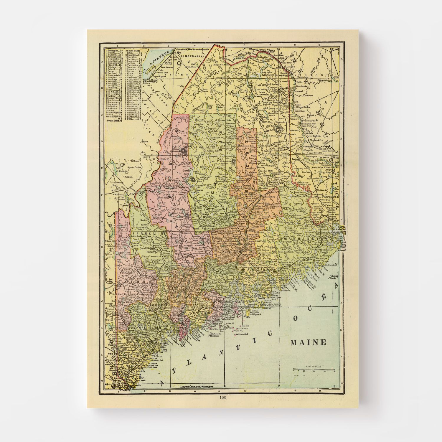 Vintage Map of Maine 1909