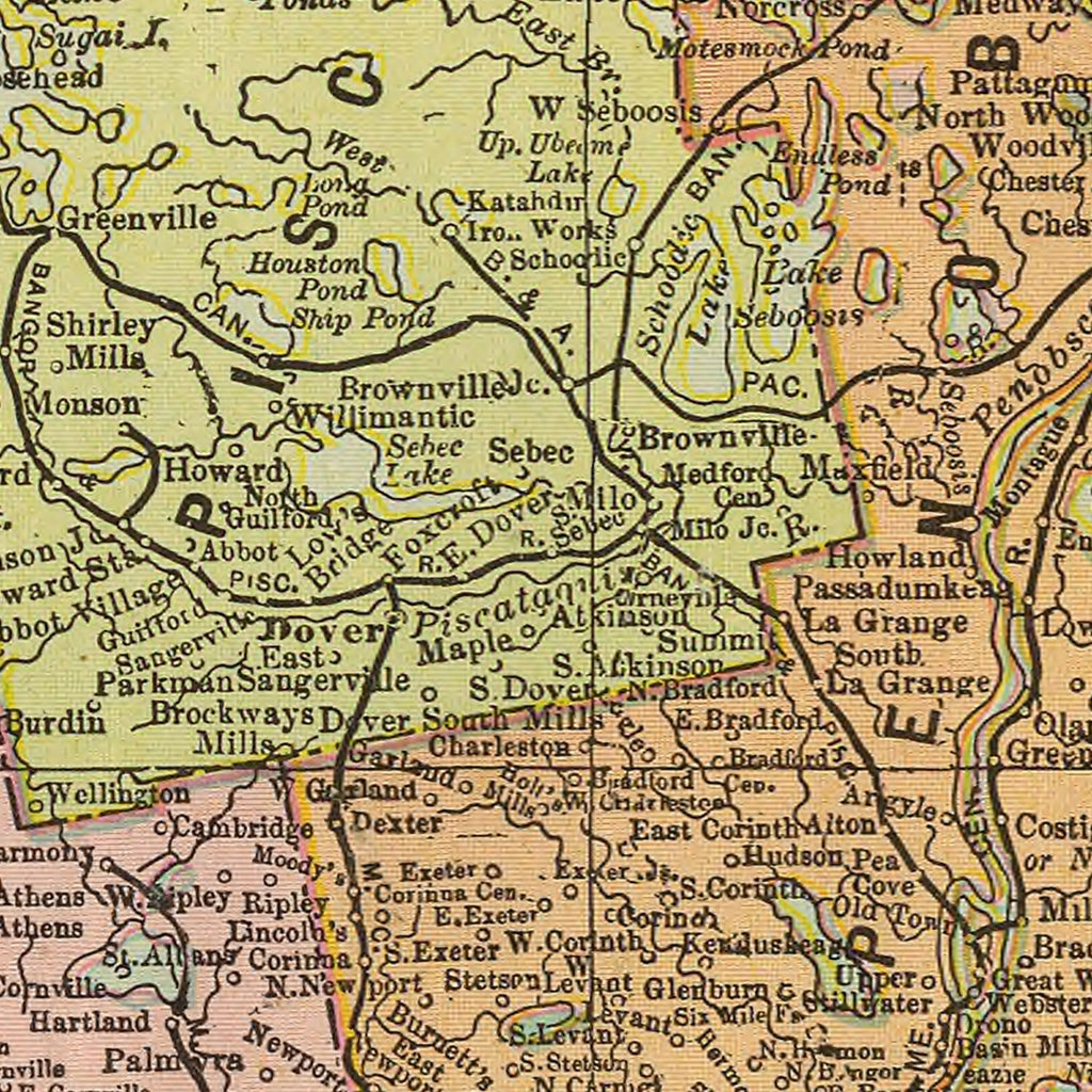 Vintage Map of Maine 1909