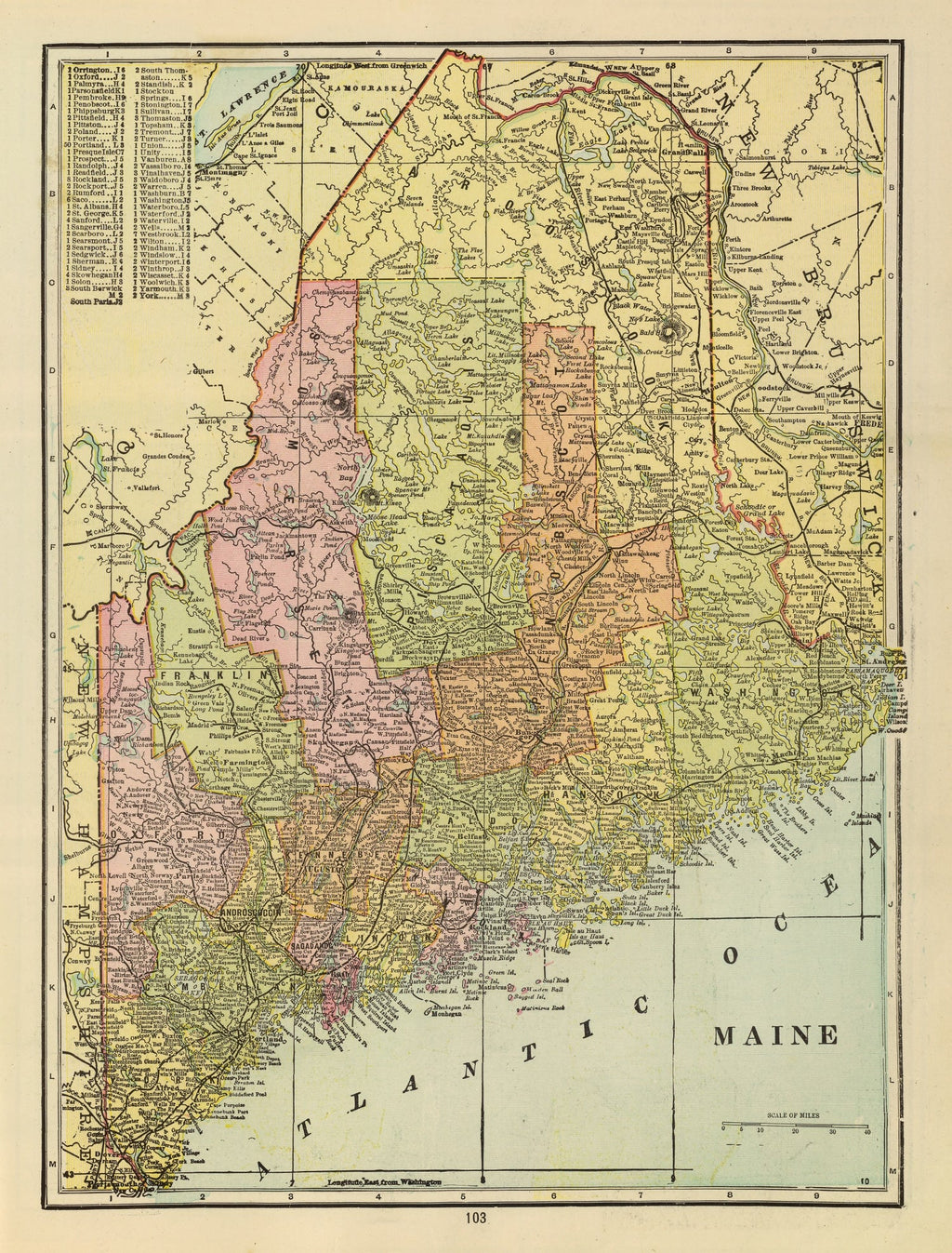 Vintage Map of Maine 1909