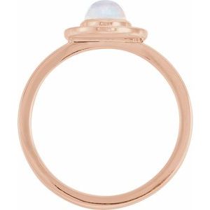 14K Rose Gold Natural Rainbow Moonstone & .08 CTW Natural Diamond Halo-Style Ring