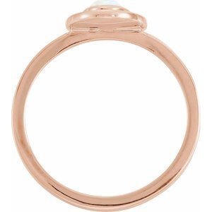 14K Rose Gold Natural White Opal & .08 CTW Natural Diamond Halo-Style Ring