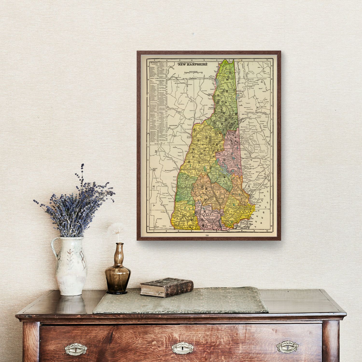 Vintage Map of New Hampshire 1909