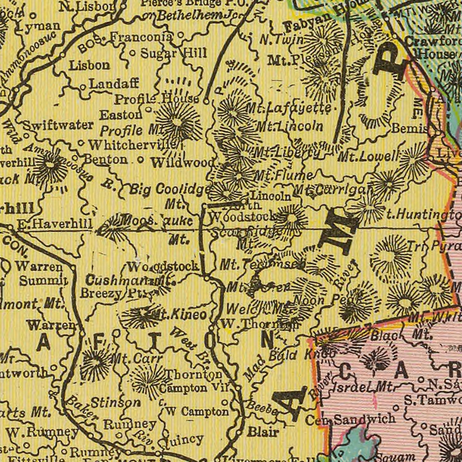 Vintage Map of New Hampshire 1909