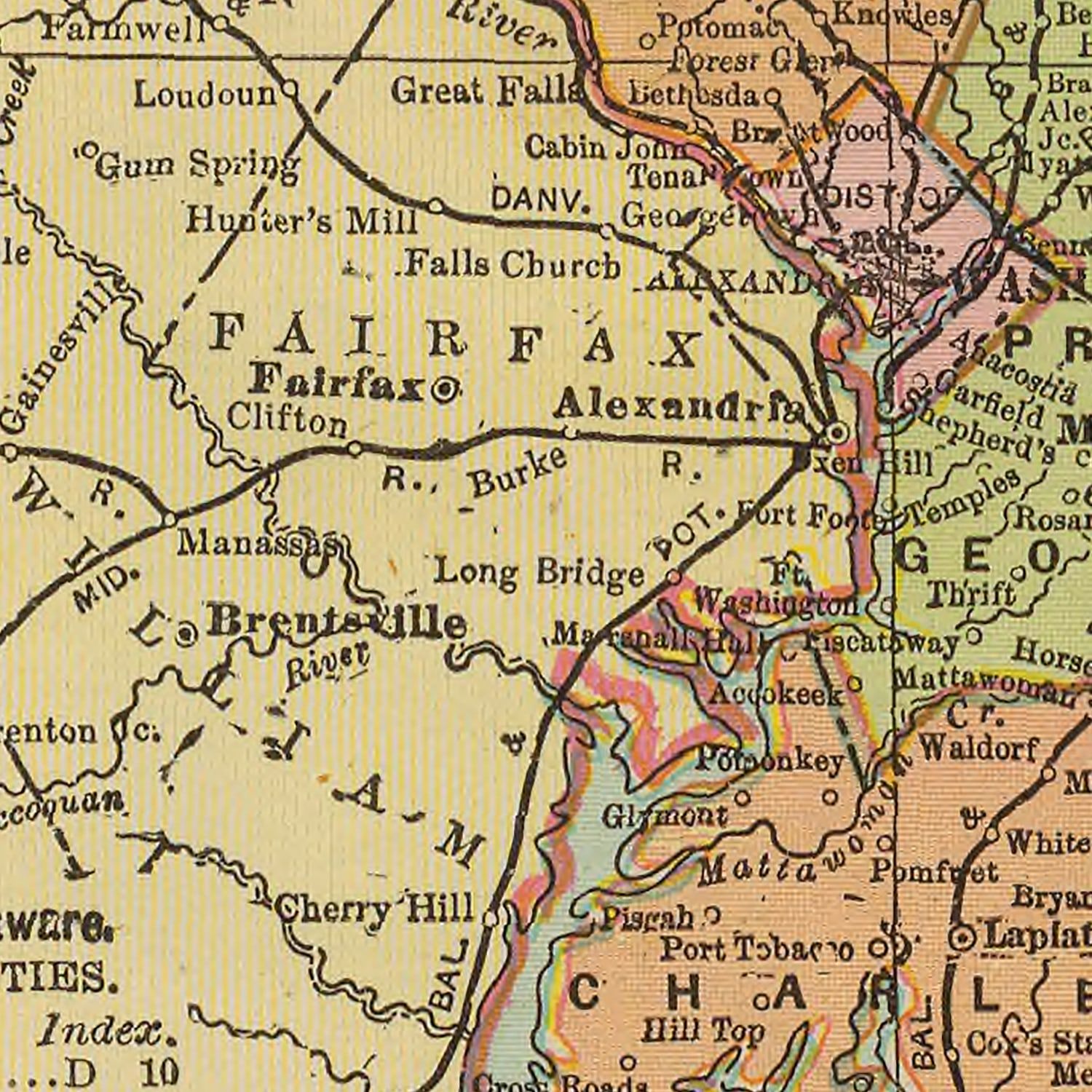 Vintage Map of Maryland & Delaware 1909