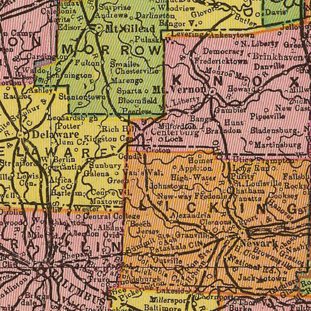 Vintage Map of Ohio 1909