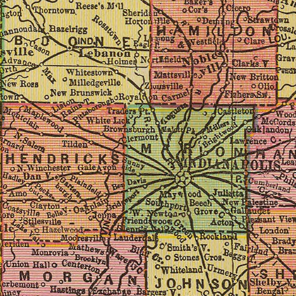 Vintage Map of Indiana 1909