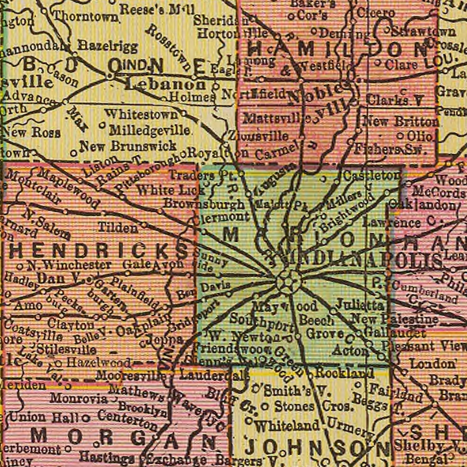 Vintage Map of Indiana 1909