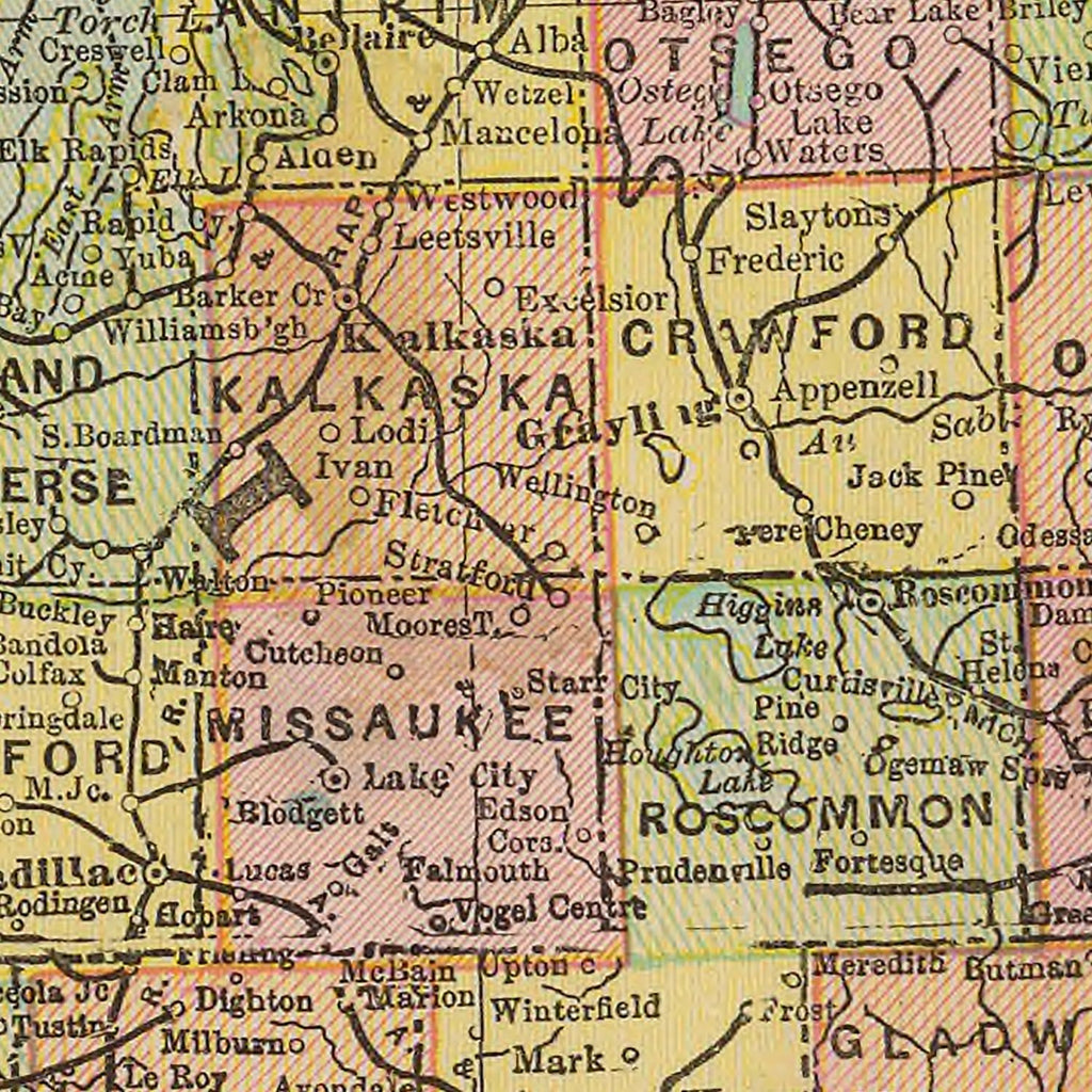 Vintage Map of Michigan 1909