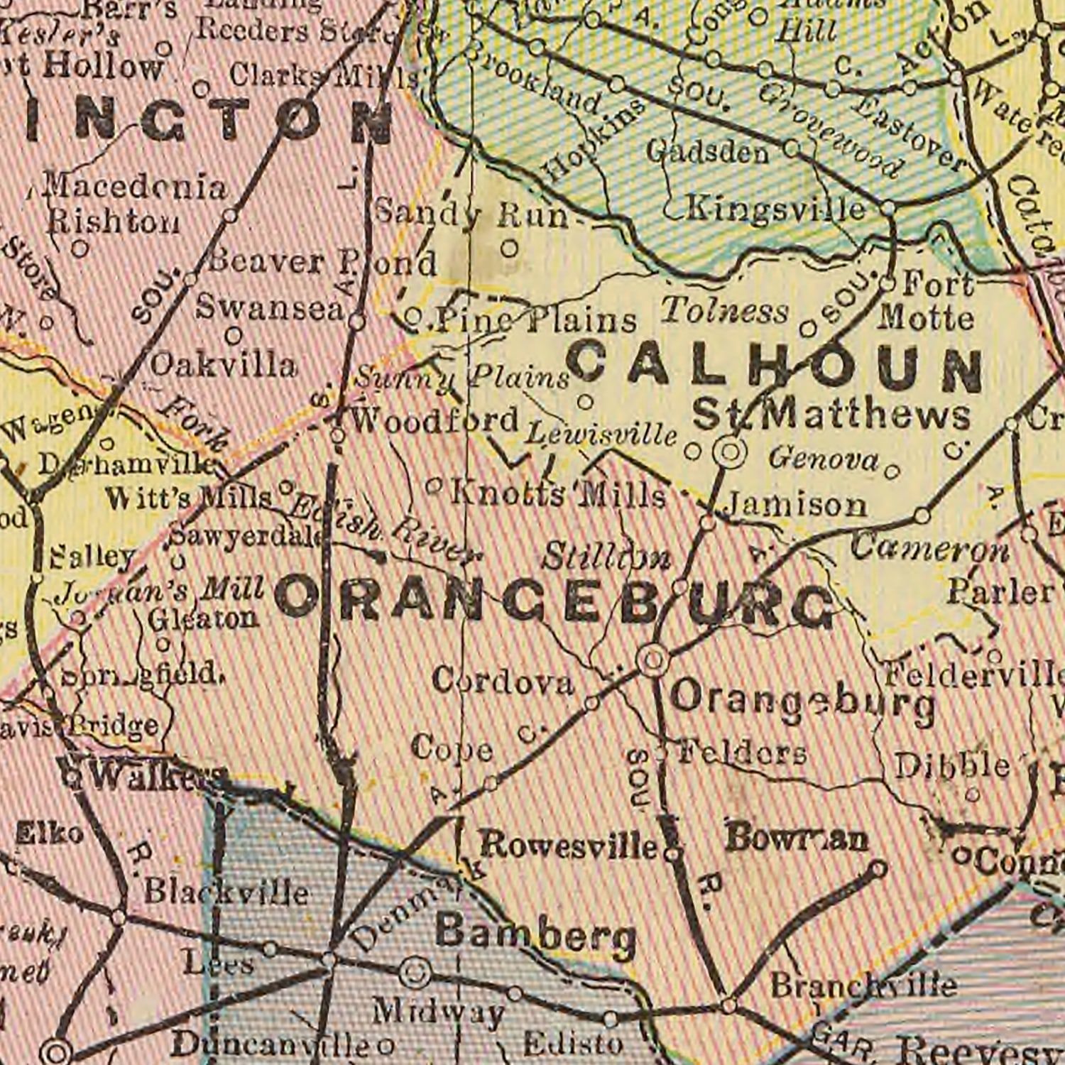 Vintage Map of South Carolina 1909