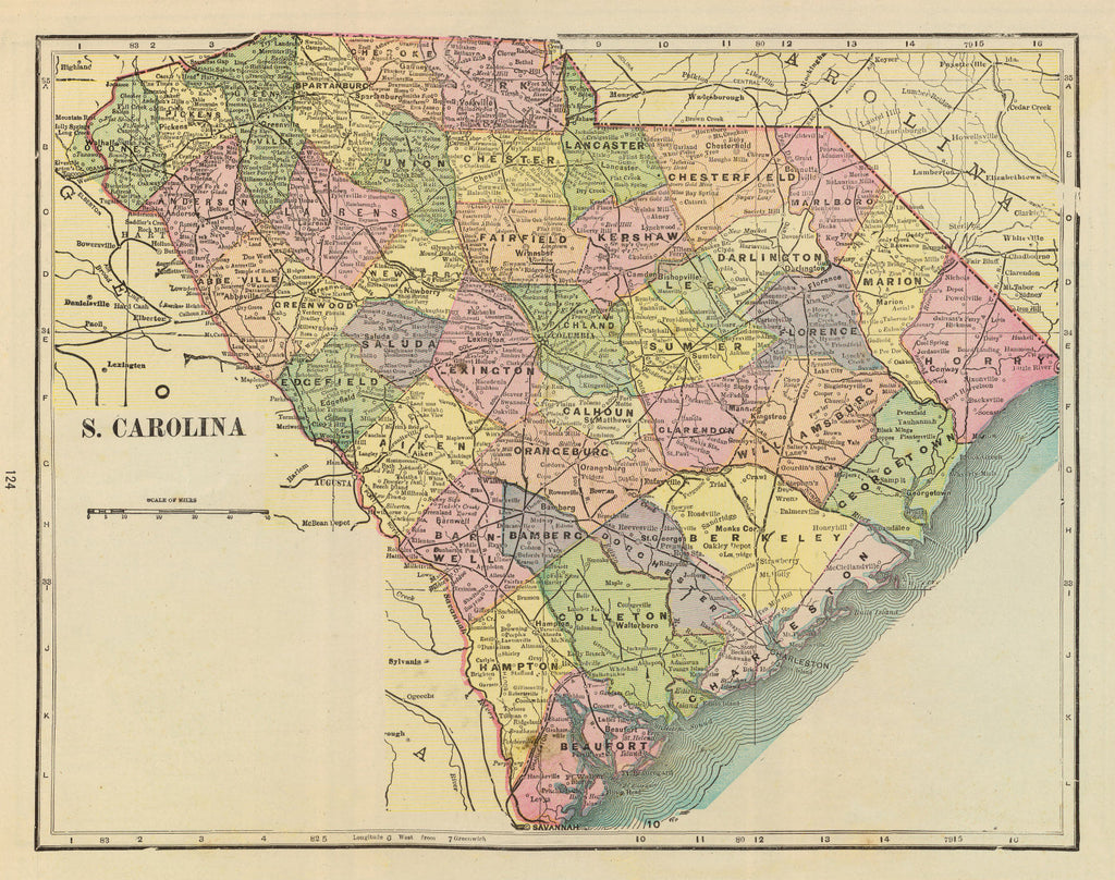 Vintage Map of South Carolina 1909