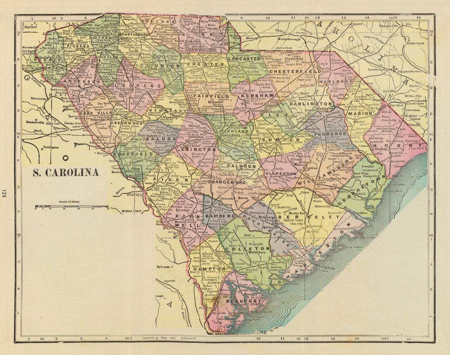 Vintage Map of South Carolina 1909