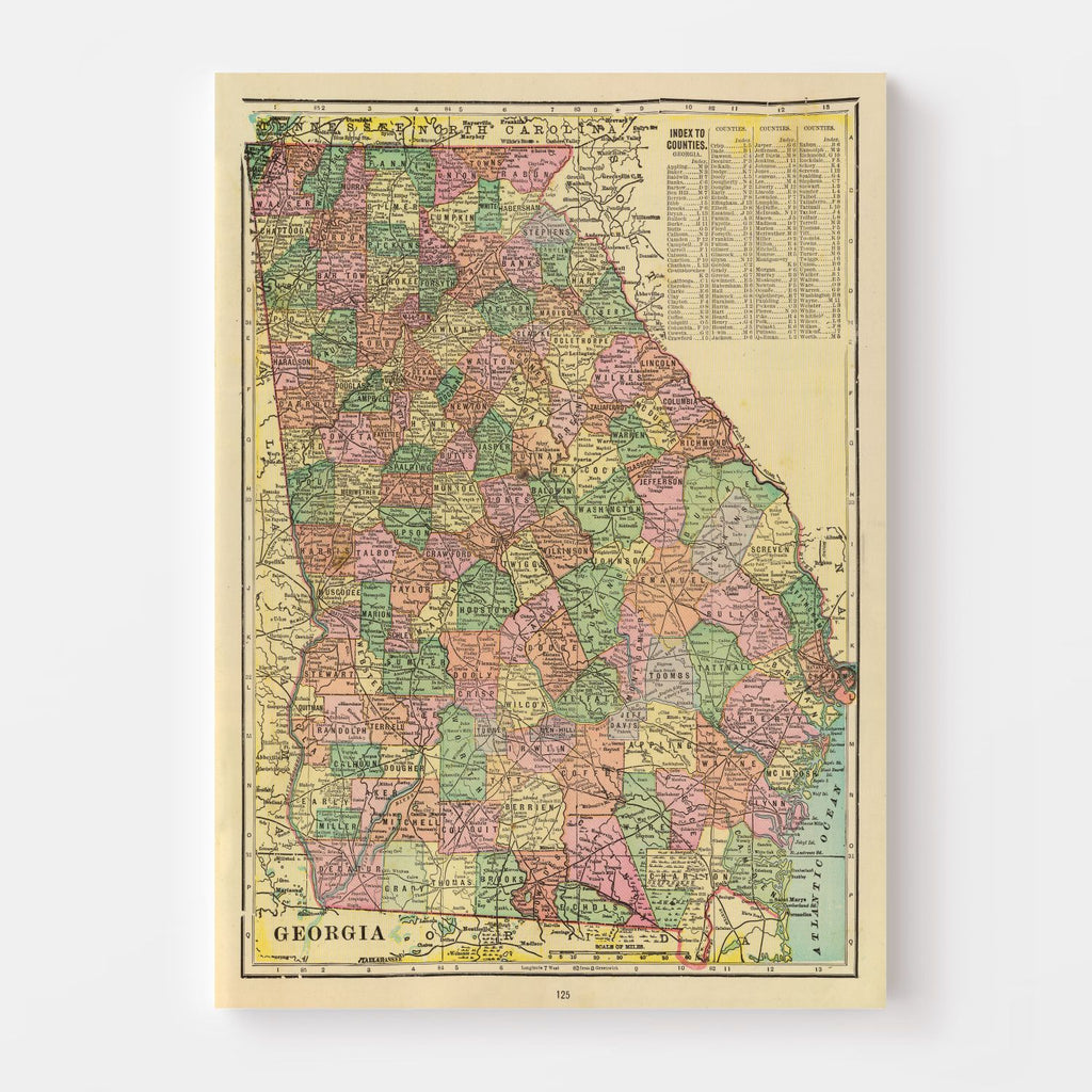 Vintage Map of Georgia 1909