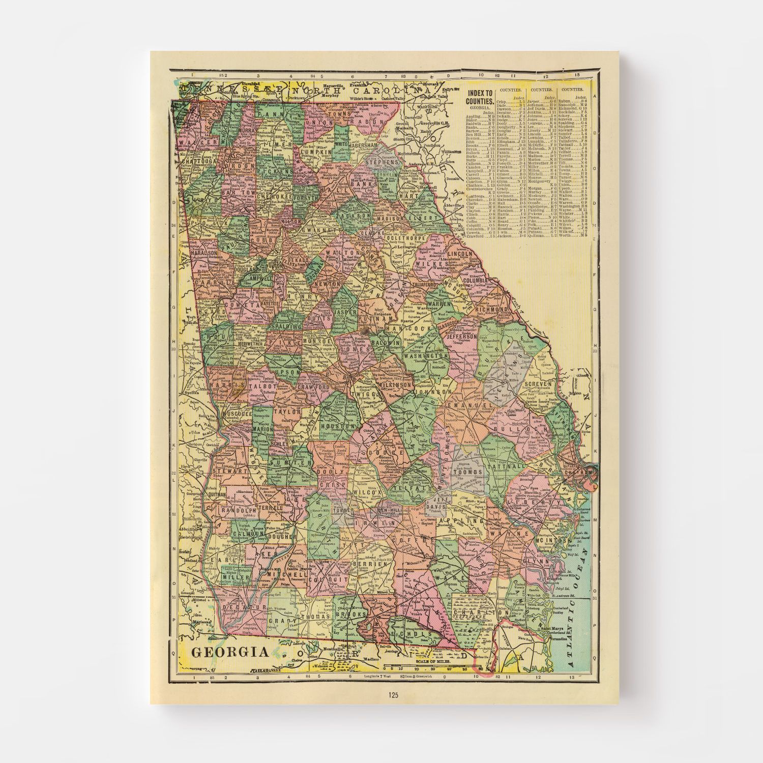Vintage Map of Georgia 1909