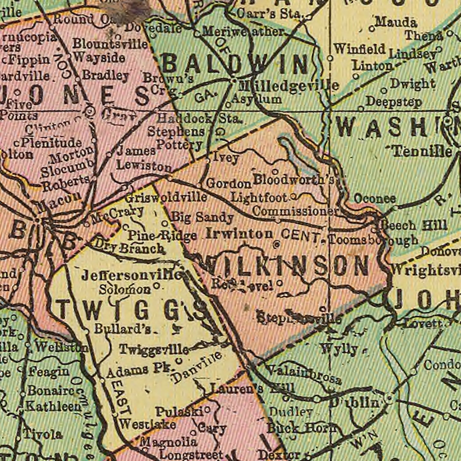 Vintage Map of Georgia 1909