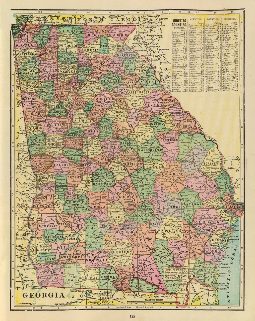 Vintage Map of Georgia 1909