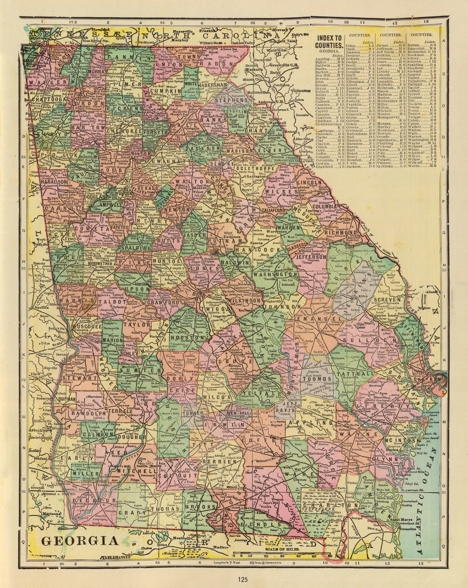 Vintage Map of Georgia 1909