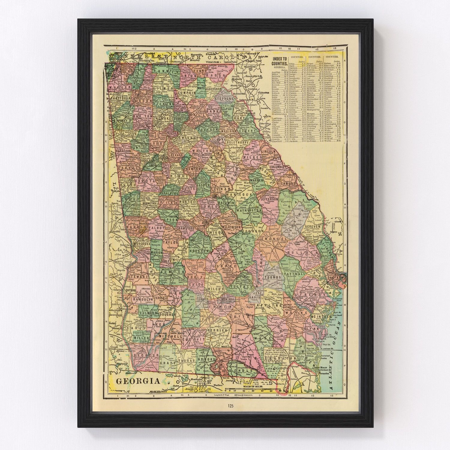 Vintage Map of Georgia 1909