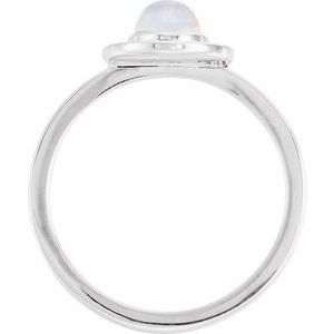 Sterling Silver Natural Rainbow Moonstone & .08 CTW Natural Diamond Halo-Style Ring