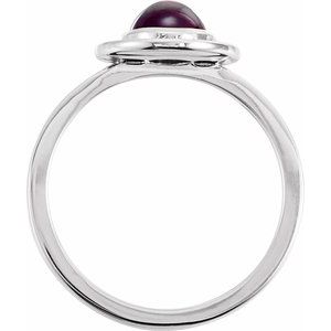 Sterling Silver Natural Rhodolite Garnet & 1/10 CTW Natural Diamond Halo-Style Ring