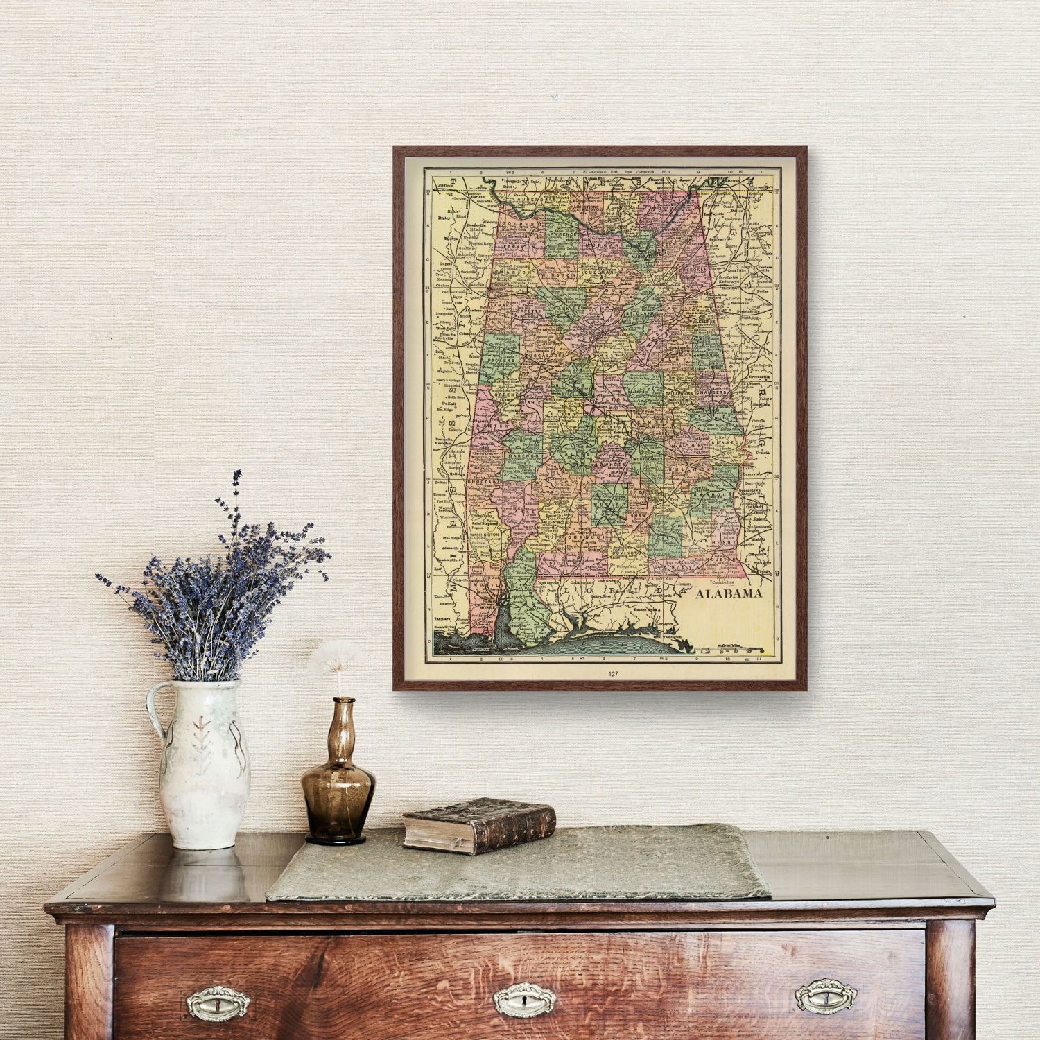 Vintage Map of Alabama 1909