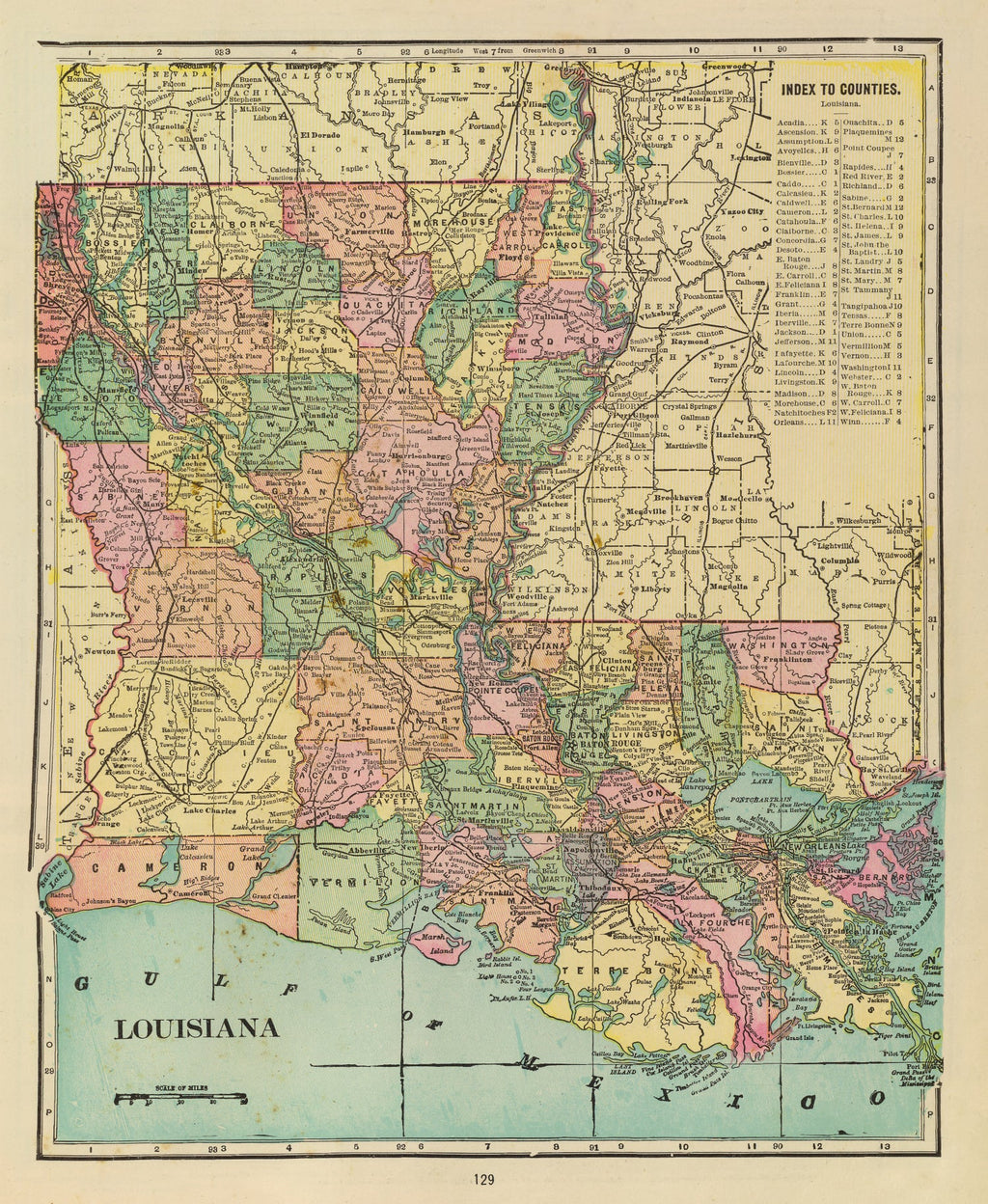 Vintage Map of Louisiana 1909