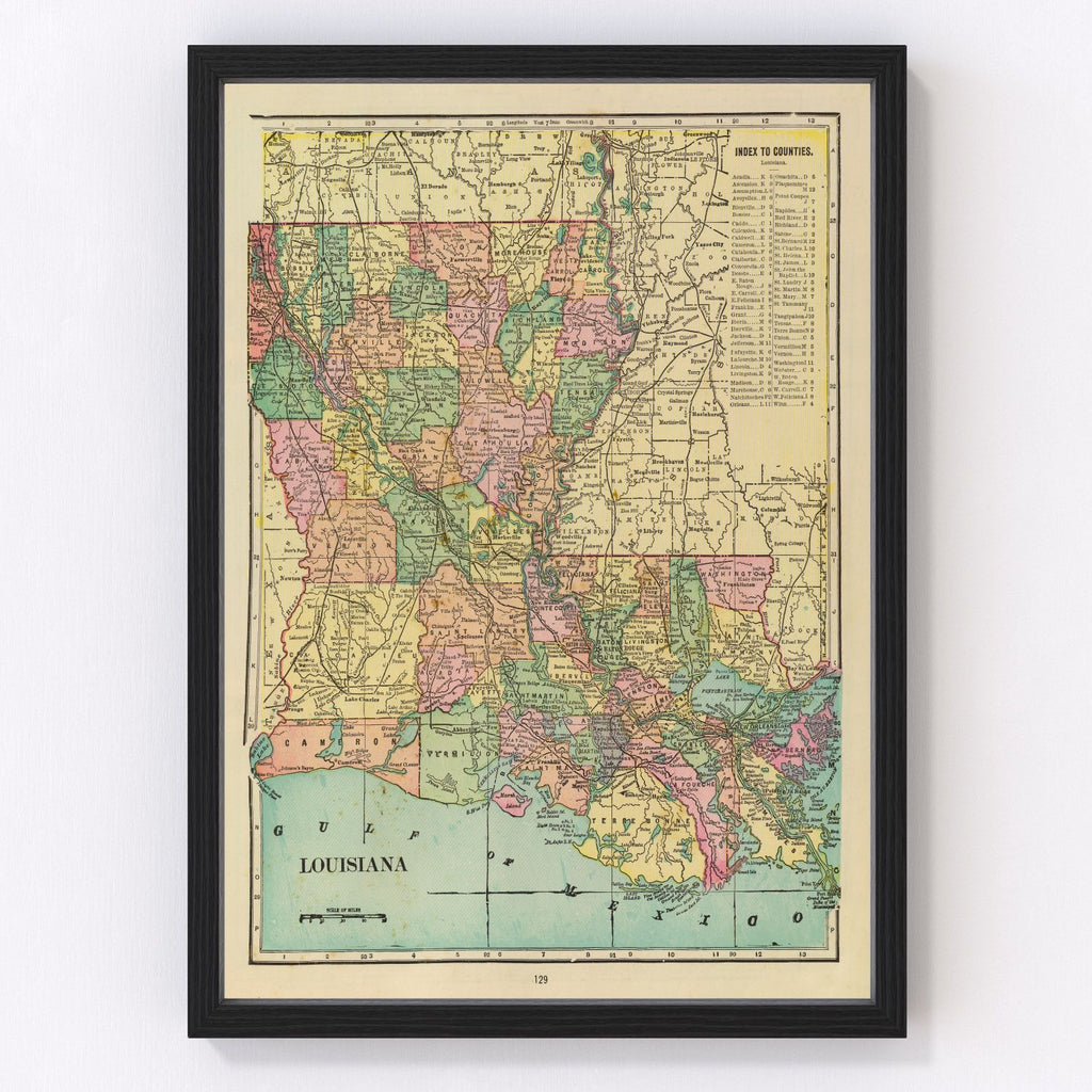 Vintage Map of Louisiana 1909