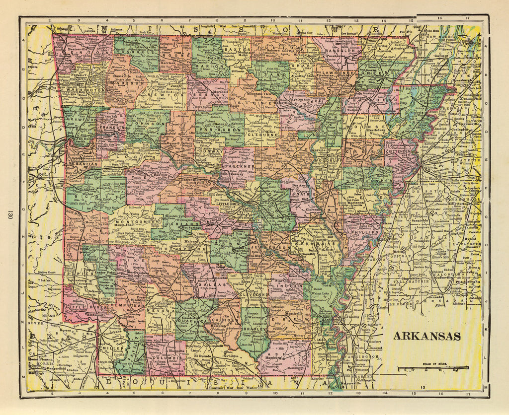Vintage Map of Arkansas 1909