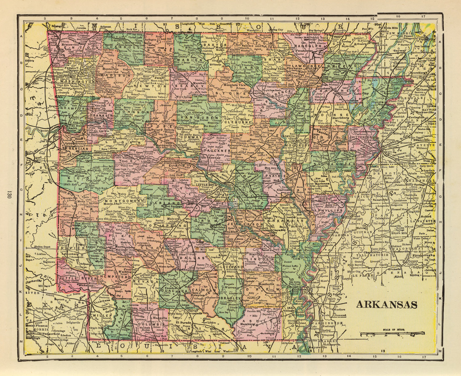 Vintage Map of Arkansas 1909
