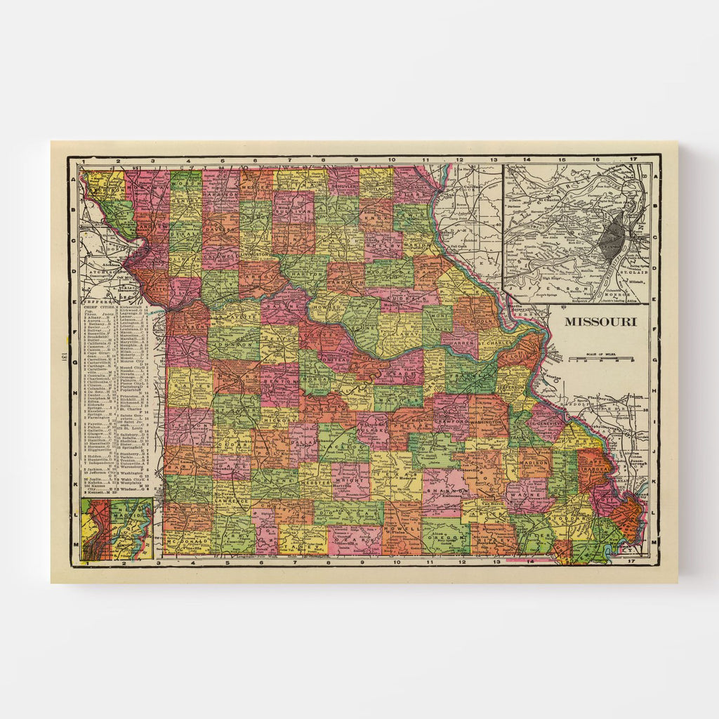 Vintage Map of Missouri 1909