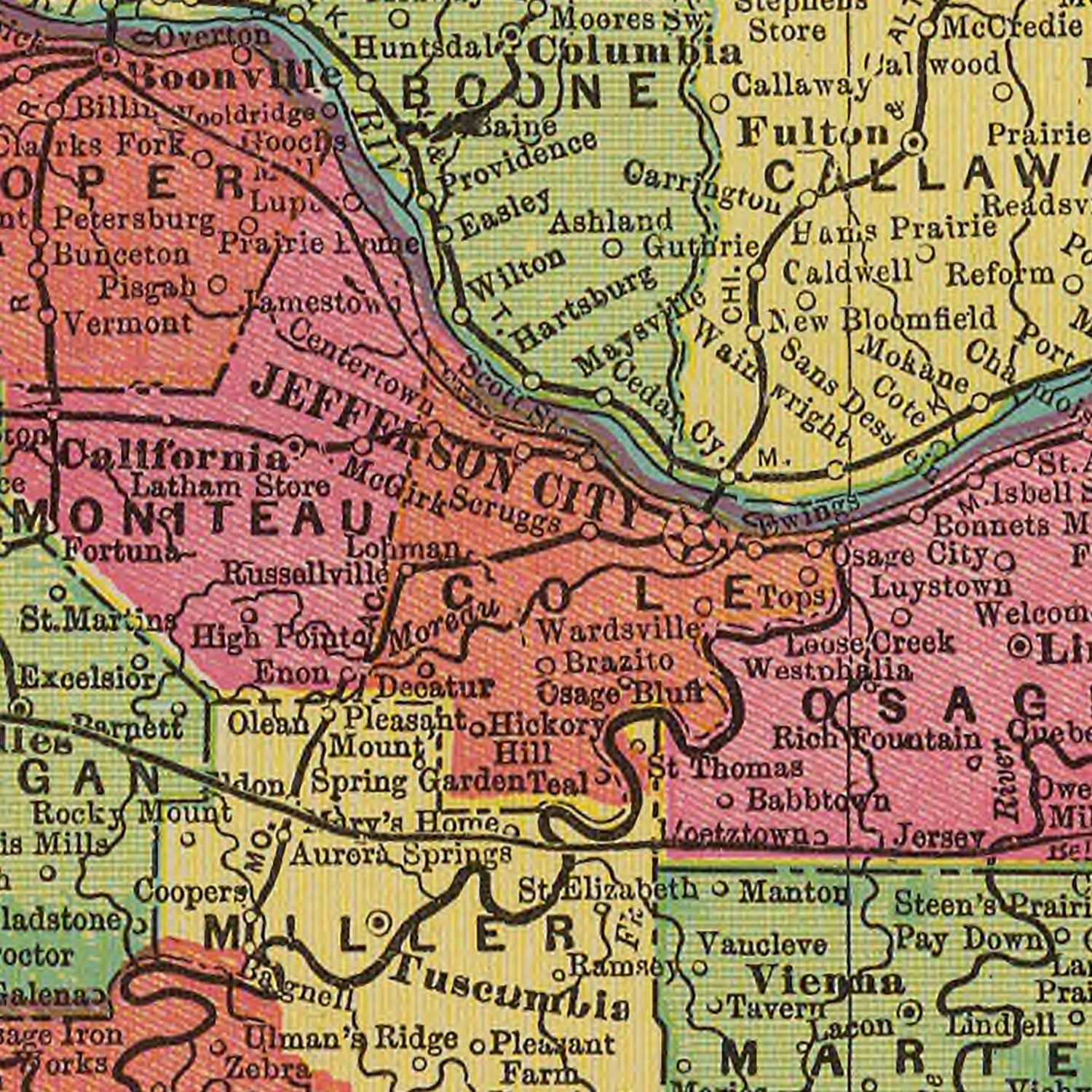 Vintage Map of Missouri 1909