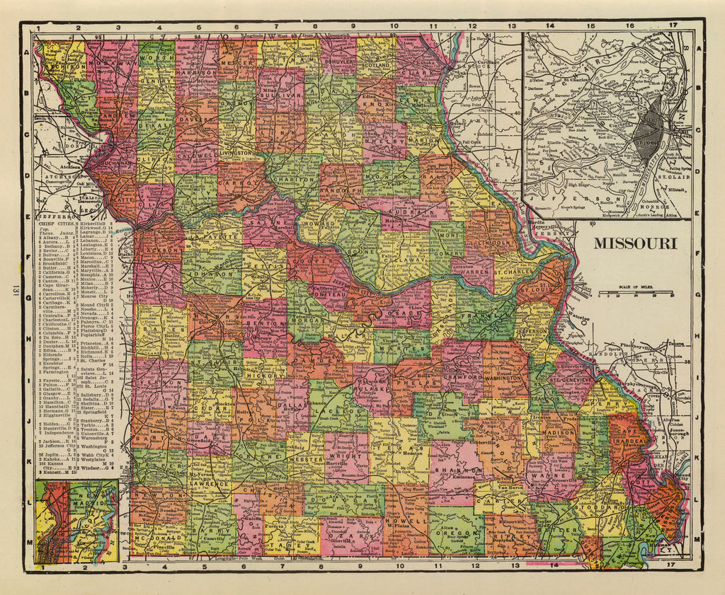 Vintage Map of Missouri 1909