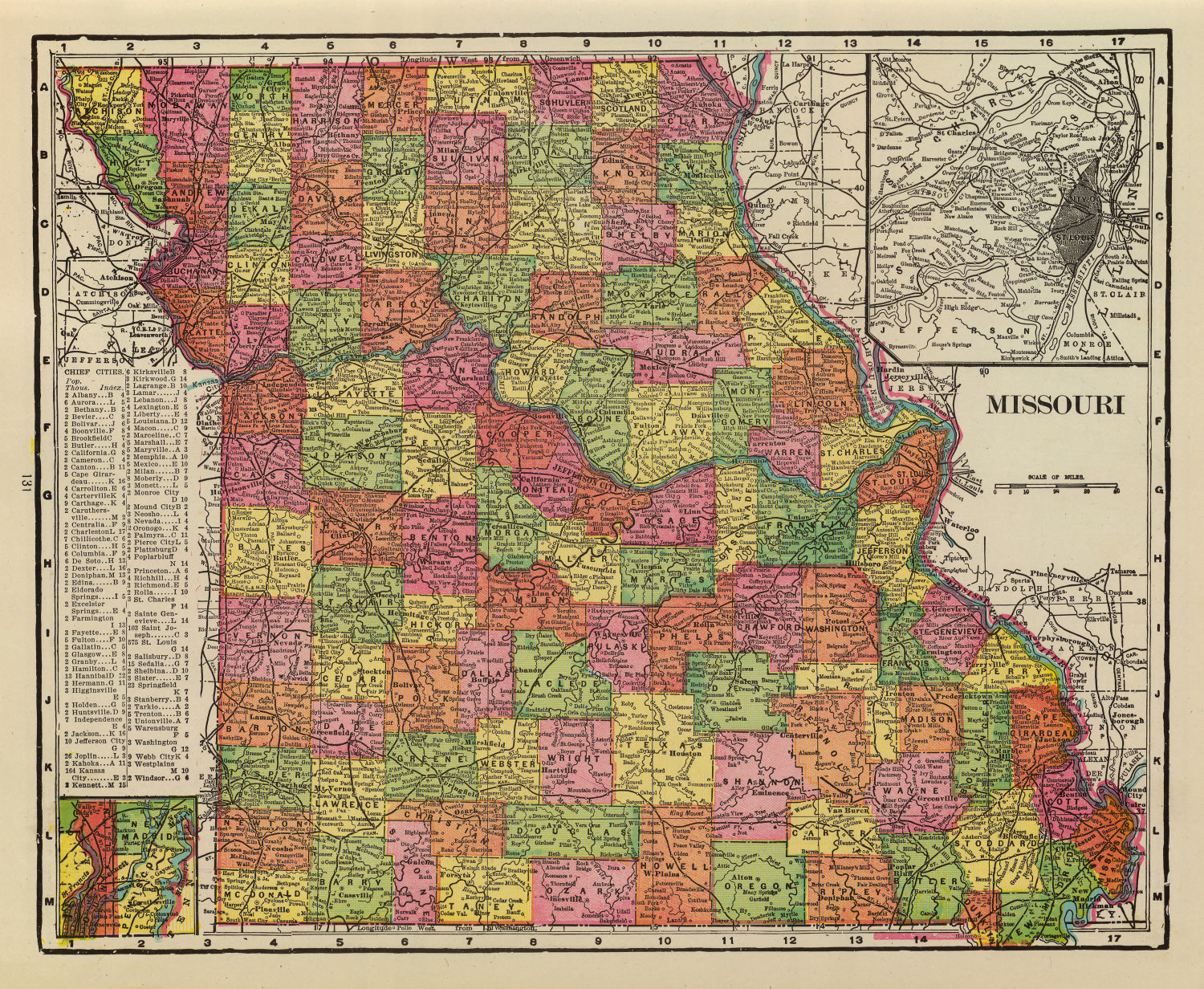 Vintage Map of Missouri 1909