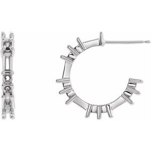 Platinum 4x2 mm Straight Baguette 17.2 mm Hoop Earring Mounting