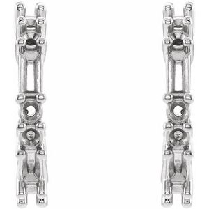 14K White Gold 4x2 mm Straight Baguette 17.2 mm Hoop Earring Mounting – image 2