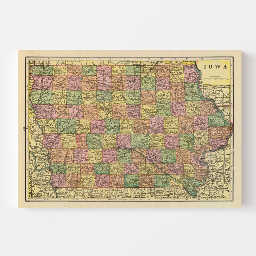 Vintage Map of Iowa 1909