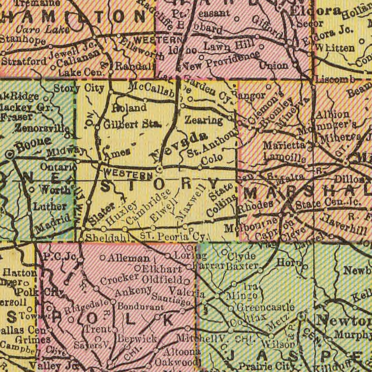Vintage Map of Iowa 1909