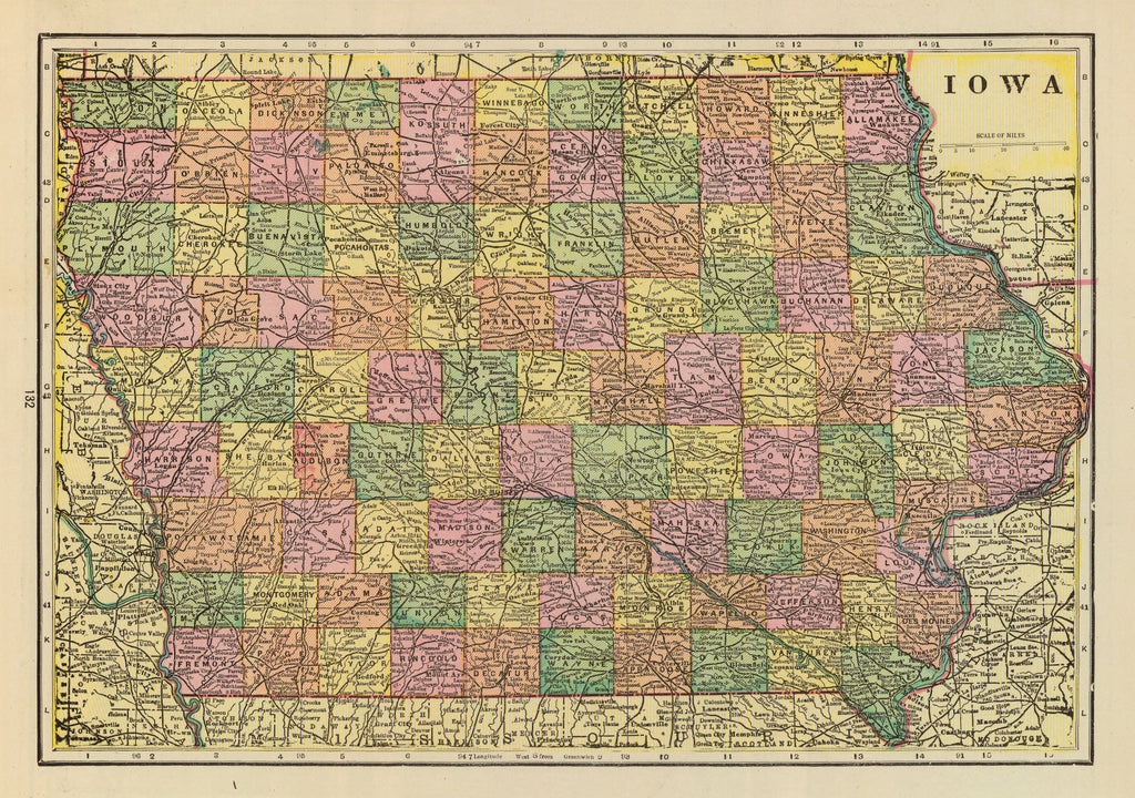 Vintage Map of Iowa 1909