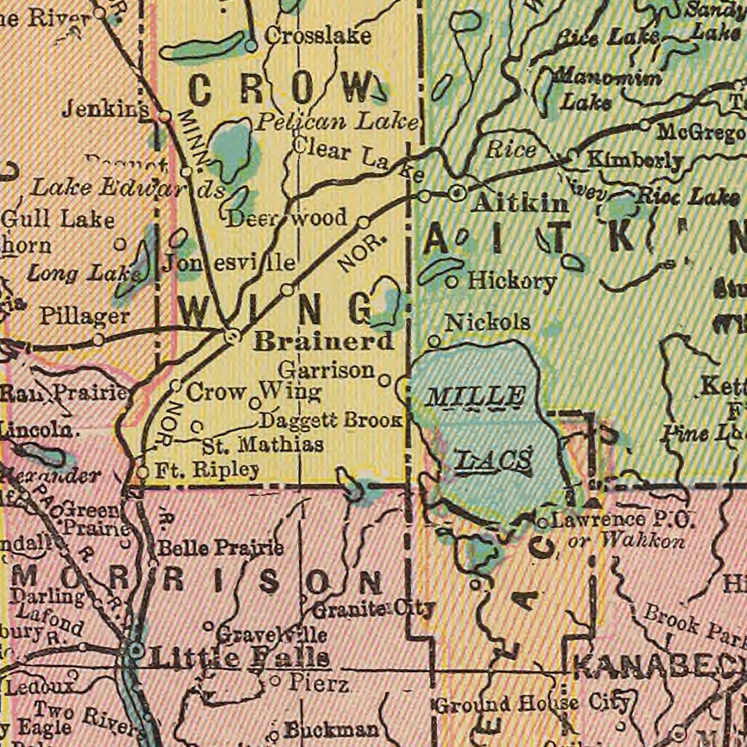 Vintage Map of Minnesota 1909