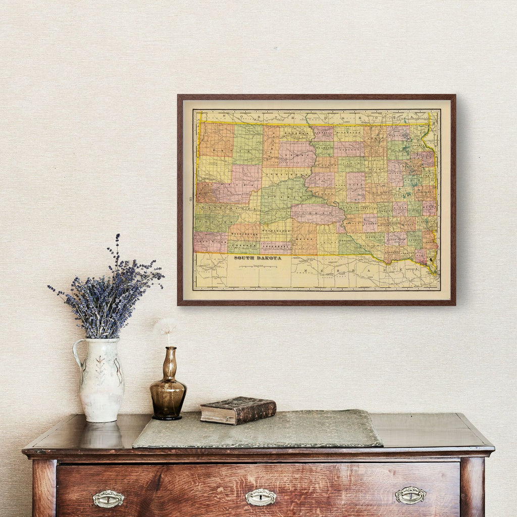 Vintage Map of South Dakota 1909