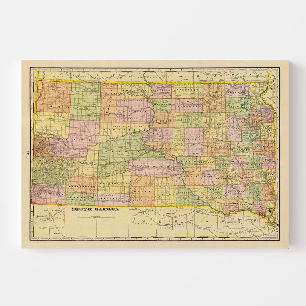 Vintage Map of South Dakota 1909